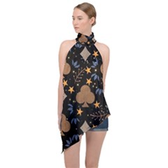 Halter Asymmetric Satin Top 