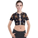 Seamless Pattern Repeat Repetition Short Sleeve Cropped Jacket