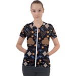 Seamless Pattern Repeat Repetition Short Sleeve Zip Up Jacket