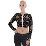 Seamless Pattern Repeat Repetition Long Sleeve Cropped Velvet Jacket