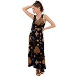 Seamless Pattern Repeat Repetition V-Neck Chiffon Maxi Dress