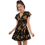 Seamless Pattern Repeat Repetition Flutter Sleeve Wrap Dress
