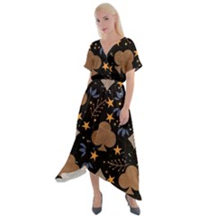 Cross Front Sharkbite Hem Maxi Dress 
