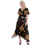 Seamless Pattern Repeat Repetition Cross Front Sharkbite Hem Maxi Dress