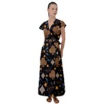 Seamless Pattern Repeat Repetition Flutter Sleeve Maxi Dress