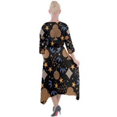 Quarter Sleeve Wrap Front Maxi Dress 