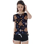 Seamless Pattern Repeat Repetition Short Sleeve Open Back T-Shirt