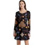 Seamless Pattern Repeat Repetition Long Sleeve Velour Skater Dress