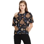 Seamless Pattern Repeat Repetition One Shoulder Cut Out T-Shirt