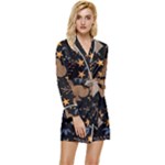 Seamless Pattern Repeat Repetition Long Sleeve Satin Robe