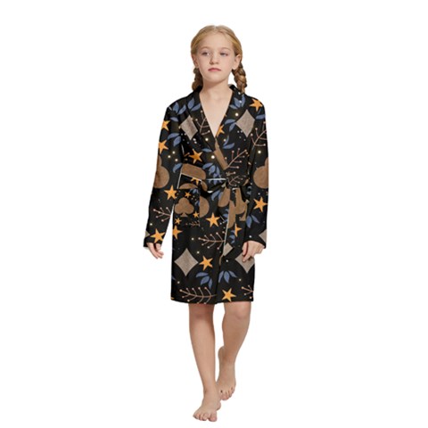 Seamless Pattern Repeat Repetition Kids  Long Sleeve Velvet Lounge Robe from ArtsNow.com