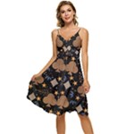 Seamless Pattern Repeat Repetition Sleeveless Tie Front Chiffon Dress