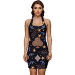 Seamless Pattern Repeat Repetition Sleeveless Wide Square Neckline Ruched Bodycon Dress