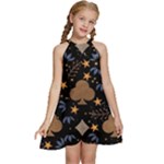 Seamless Pattern Repeat Repetition Kids  Halter Collar Waist Tie Chiffon Dress