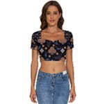 Seamless Pattern Repeat Repetition Short Sleeve Square Neckline Crop Top 