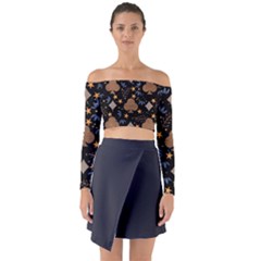 Long Sleeve Off Shoulder Crop Top 