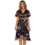 Seamless Pattern Repeat Repetition Women s Kimono Wrap Satin Dress