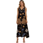 Seamless Pattern Repeat Repetition V-Neck Sleeveless Wide Leg Pants Overalls
