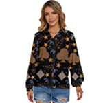 Seamless Pattern Repeat Repetition Women s Long Sleeve Button Up Shirt