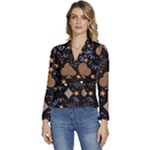 Seamless Pattern Repeat Repetition Women s Long Sleeve Revers Collar Cropped Jacket