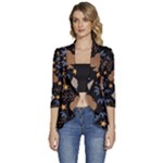 Seamless Pattern Repeat Repetition Women s 3/4 Sleeve Ruffle Edge Open Front Jacket