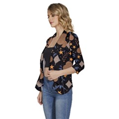 Women s 3/4 Sleeve Ruffle Edge Open Front Jacket 