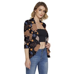 Women s 3/4 Sleeve Ruffle Edge Open Front Jacket 