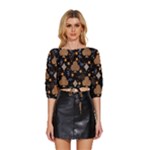 Seamless Pattern Repeat Repetition Mid Sleeve Drawstring Hem Top