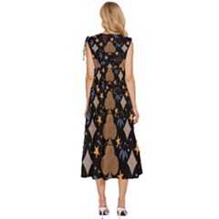 V-Neck Drawstring Shoulder Sleeveless Maxi Dress 