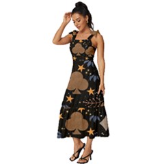 Tie-Strap Tiered Midi Chiffon Dress 