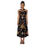 Seamless Pattern Repeat Repetition Sleeveless Cross Front Cocktail Midi Chiffon Dress