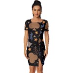 Seamless Pattern Repeat Repetition Fitted Knot Split End Bodycon Dress