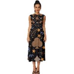 Seamless Pattern Repeat Repetition Sleeveless Round Neck Midi Dress