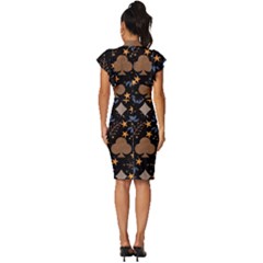 Vintage Frill Sleeve V-Neck Bodycon Dress 