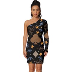 Long Sleeve One Shoulder Mini Dress 