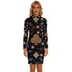 Seamless Pattern Repeat Repetition Long Sleeve Shirt Collar Bodycon Dress