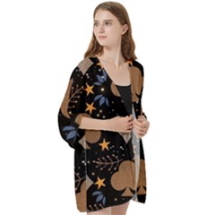 Open Front 3/4 Sleeve Batwing Chiffon Cardigan Kimono 