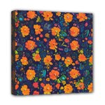 Mid Century Retro Floral 1970s 1960s Pattern 61 Mini Canvas 8  x 8  (Stretched)