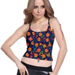 Mid Century Retro Floral 1970s 1960s Pattern 61 Spaghetti Strap Bra Top
