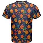 Mid Century Retro Floral 1970s 1960s Pattern 61 Men s Cotton T-Shirt