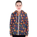 Mid Century Retro Floral 1970s 1960s Pattern 61 Women s Zipper Hoodie
