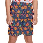 Mid Century Retro Floral 1970s 1960s Pattern 61 Kids  Basketball Shorts