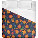 Mid Century Retro Floral 1970s 1960s Pattern 61 Duvet Cover (King Size)