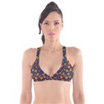 Mid Century Retro Floral 1970s 1960s Pattern 61 Plunge Bikini Top