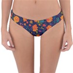 Mid Century Retro Floral 1970s 1960s Pattern 61 Reversible Hipster Bikini Bottoms