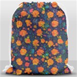 Mid Century Retro Floral 1970s 1960s Pattern 61 Drawstring Bag (Large)