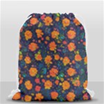 Mid Century Retro Floral 1970s 1960s Pattern 61 Drawstring Bag (Small)
