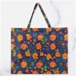 Mid Century Retro Floral 1970s 1960s Pattern 61 Zipper Large Tote Bag
