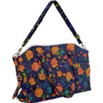 Mid Century Retro Floral 1970s 1960s Pattern 61 Canvas Crossbody Bag