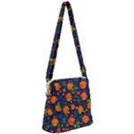 Mid Century Retro Floral 1970s 1960s Pattern 61 Zipper Messenger Bag